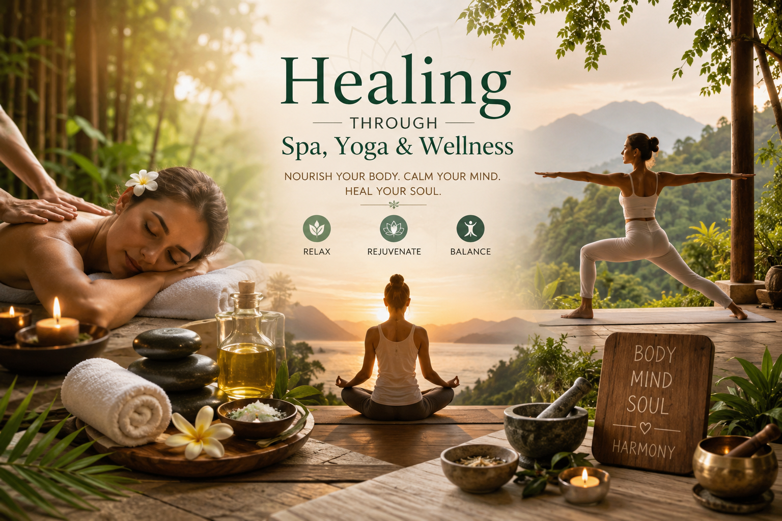 Photo blending a clinical setting with an Ayurvedic wellness setting